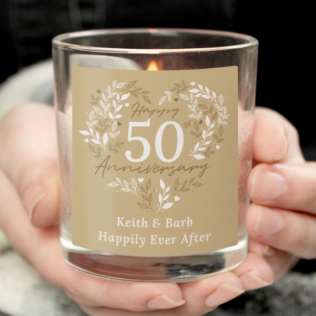Personalised 50th Golden Wedding Anniversary Jar Candle Extra Image 3